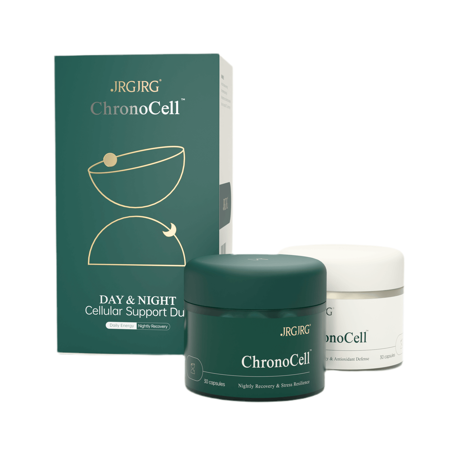 JRGJRG ChronoCell Cellular Age Reversal Capsule with Day & Night Cellular Support Duo packaging.