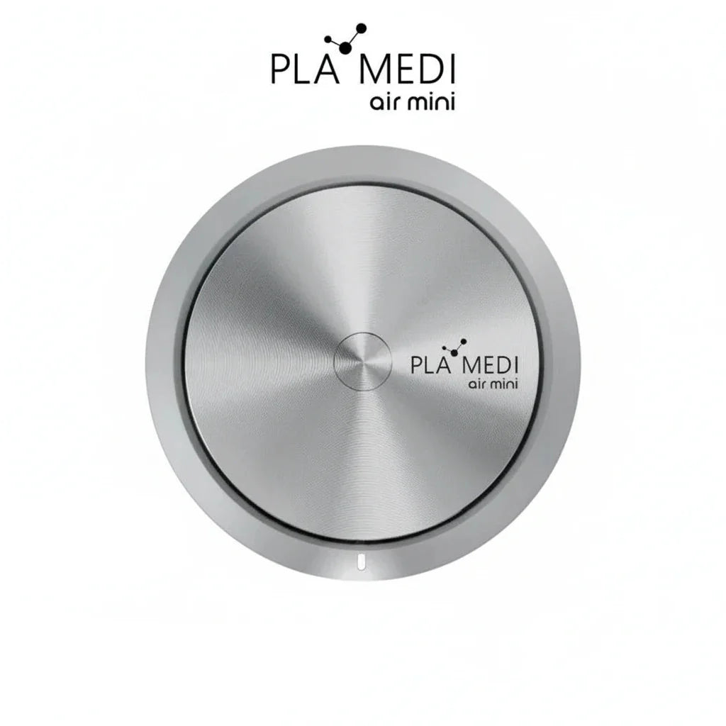 Top view of the PLABEAU PLAMEDI AIR MINI, a high-velocity air purifier control panel.